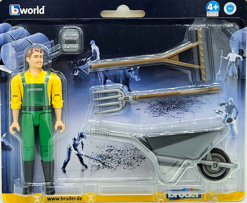 1/64 BRUDER TOY FARMER WITH ACCESSORIES