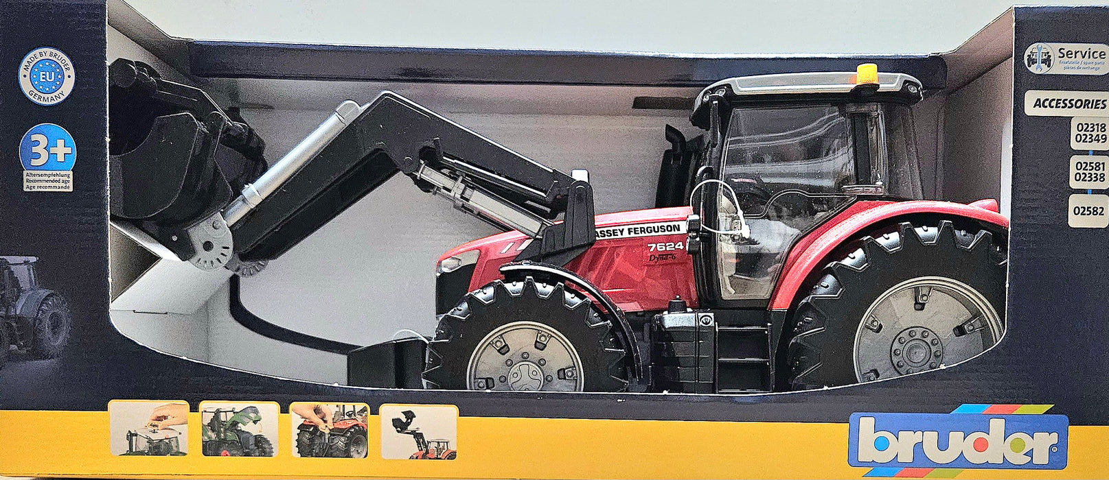 1/16 BRUDER TOY MASSEY FERGUSON 7624 TRACTOR WITH LOADER