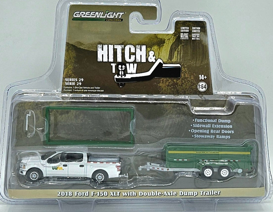 1/64 GREENLIGHT TOY 2018 FORD F-150 WITH DUMP TRAILER HITCH AND TOW SERIES 29