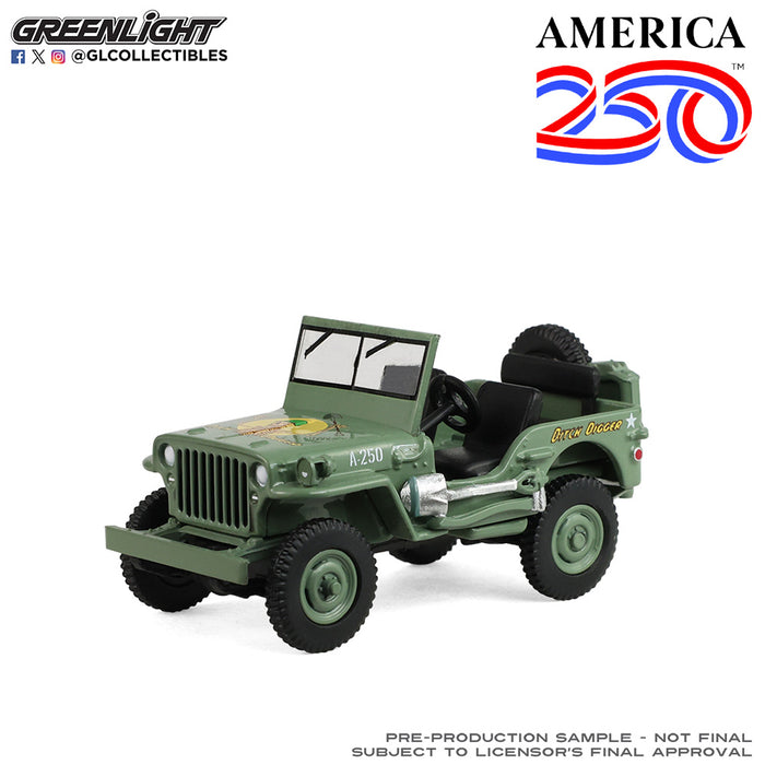 1/64 GREENLIGHT TOY 1942 WILLYS MB JEEP AMERICA 250