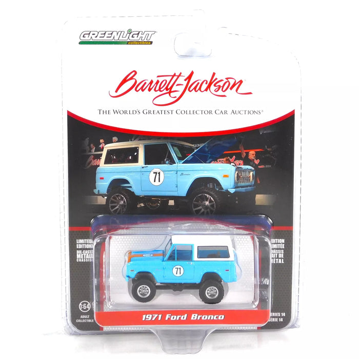 1/64 GREENLIGHT TOY 1971 FORD BRONCO BARRETT JACKSON SERIES 14