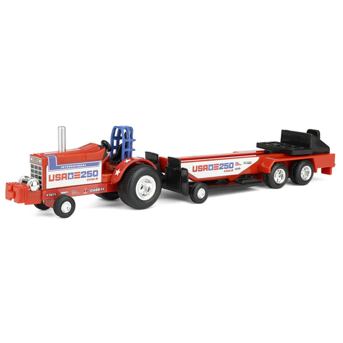 1/64 ERTL TOY CASE IH USA 250 TRACTOR AND PULLING SLED
