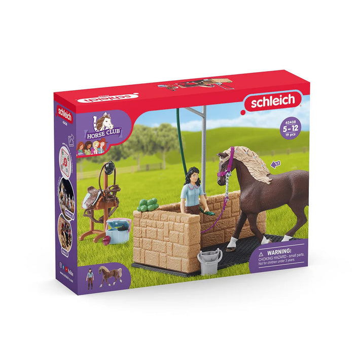 SCHLEICH TOY HORSE CLUB WASHING AREA WITH EMILY AND LUNA