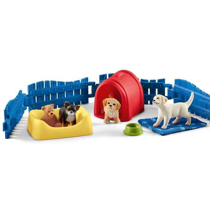 SCHLEICH TOY FARM WORLD PUPPY PEN