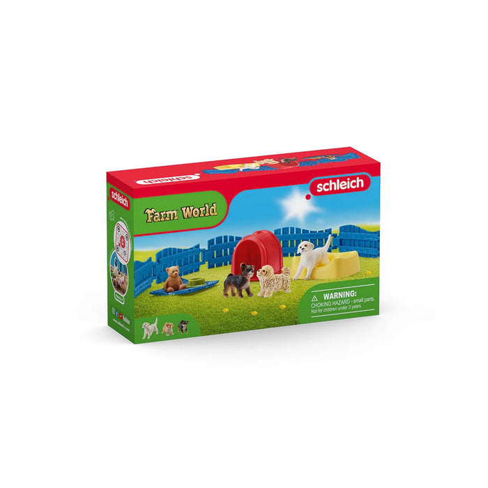 SCHLEICH TOY FARM WORLD PUPPY PEN