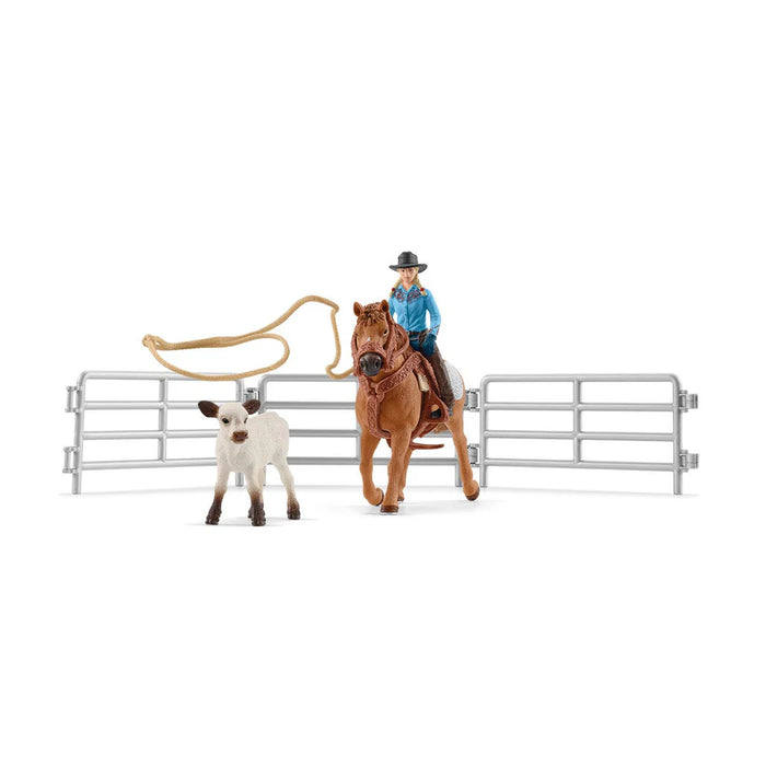 SCHLEICH TOY TEAM ROPING WITH COWGIRL