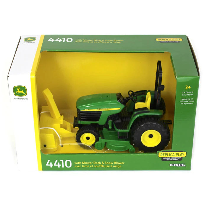 1/16 ERTL TOY JOHN DEERE 4410 TRACTOR WITH BLOWER AND MOWER