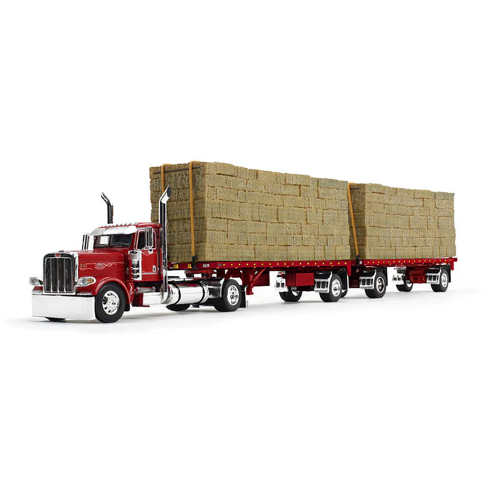 1/64 DCP FIRST GEAR 389 PETERBILT WITH TRAILERS AND HAY LOAD