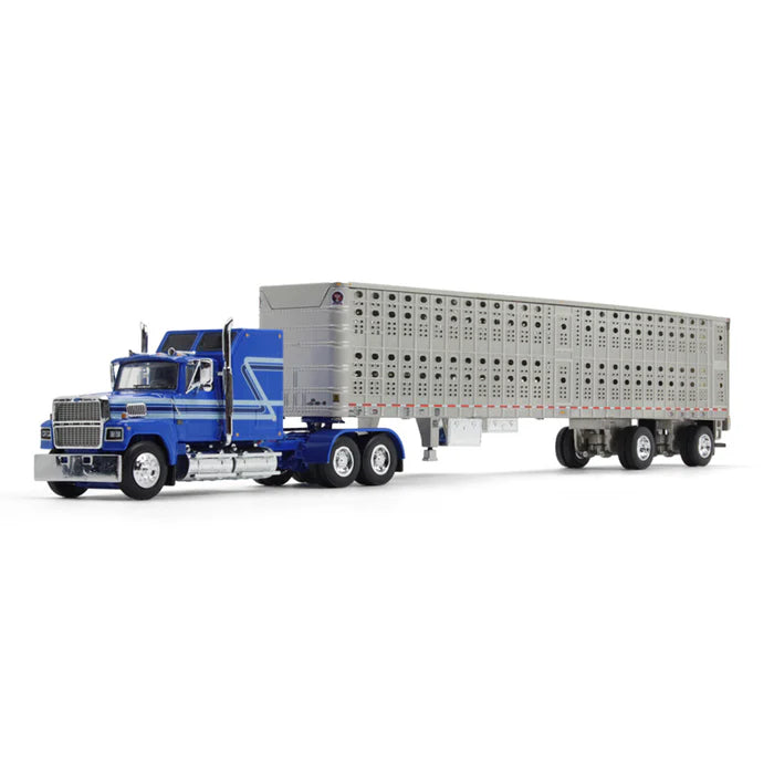 1/64 FIRST GEAR FORD LTL-9000 WITH WILSON PSAL STOCKMASTER SPREAD AXLE LIVESTOCK TRAILER