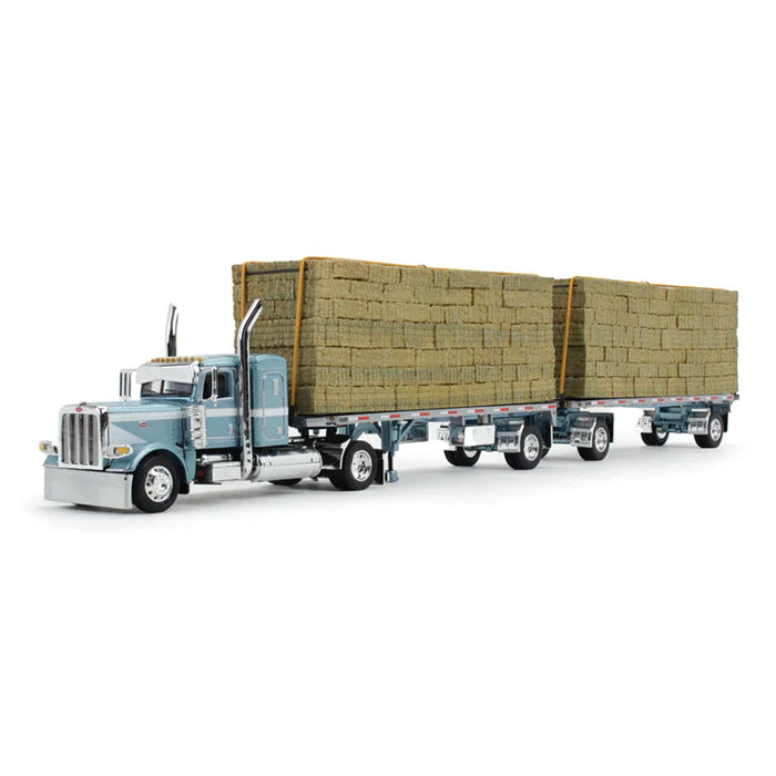 first gear truck 1/64 DCP FIRST GEAR 389 PETERBILT WITH TRAILERS AND HAY LOAD