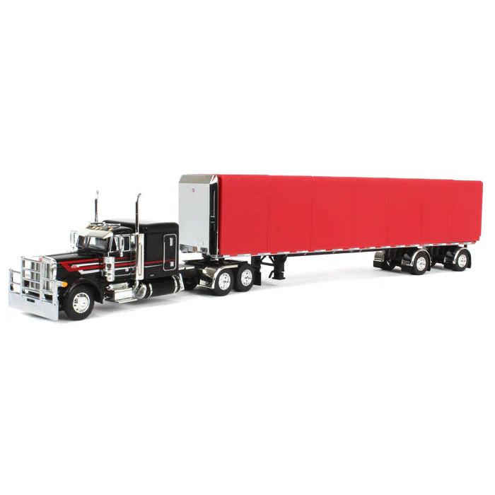 1/64 DCP FIRST GEAR PETERBILT 379 WITH UTILITY ROLL TARP TRAILER