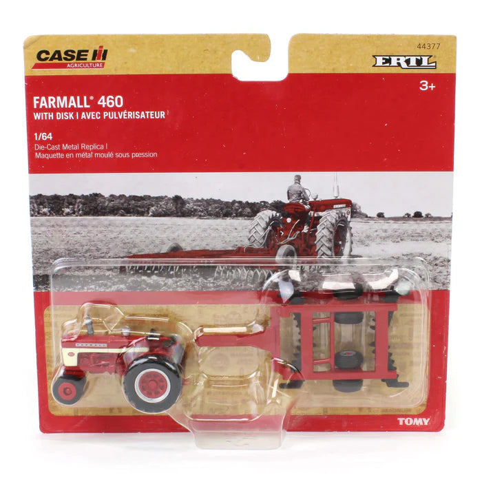 1/64 ERTL TOY IH FARMALL 560 TRACTOR WITH DISC