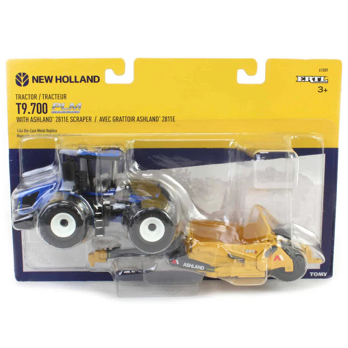 1/64 ERTL TOY NEWHOLLAND T9.700 WITH ASHLAND 2811E SCRAPER