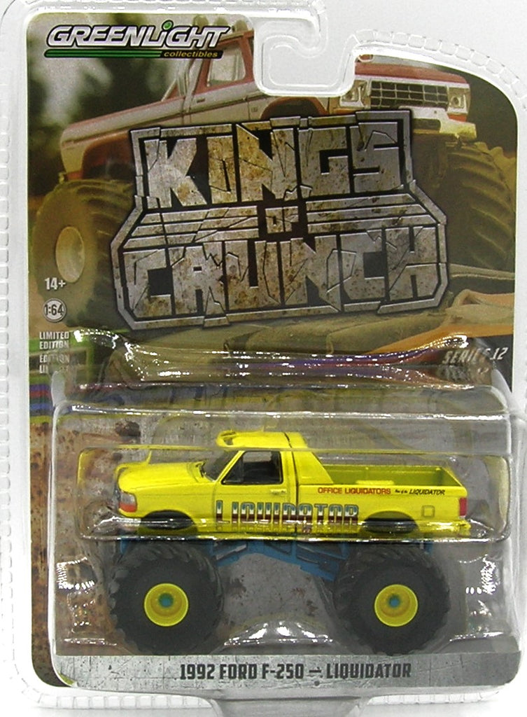 1/64 GREENLIGHT TOY 1992 FORD F250 LIQUIDATOR KINGS OF CRUNCH SERIES 1
