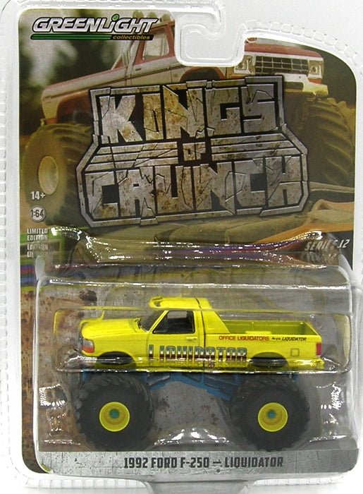 1/64 GREENLIGHT TOY 1992 FORD F250 LIQUIDATOR KINGS OF CRUNCH SERIES 12
