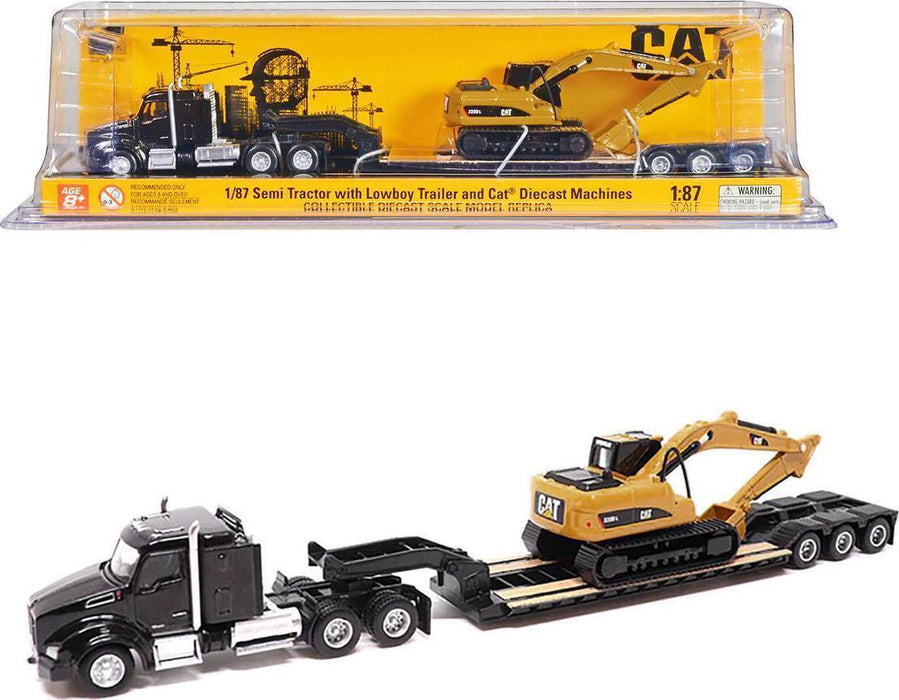 1/87 DIE CAST MASTERS KENWORTH T880 WITH LOWBOY AND CAT 320L EXCAVATOR