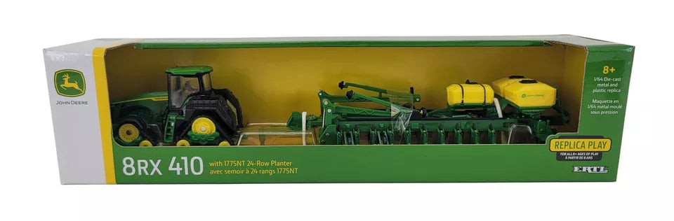 1/64 ERTL TOY JOHN DEERE 8RX-410 TRACTOR WITH 1775NT 24 ROW PLANTER