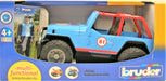 1/16 BRUDER TOY JEEP RACER BLUE WITH DRIVER