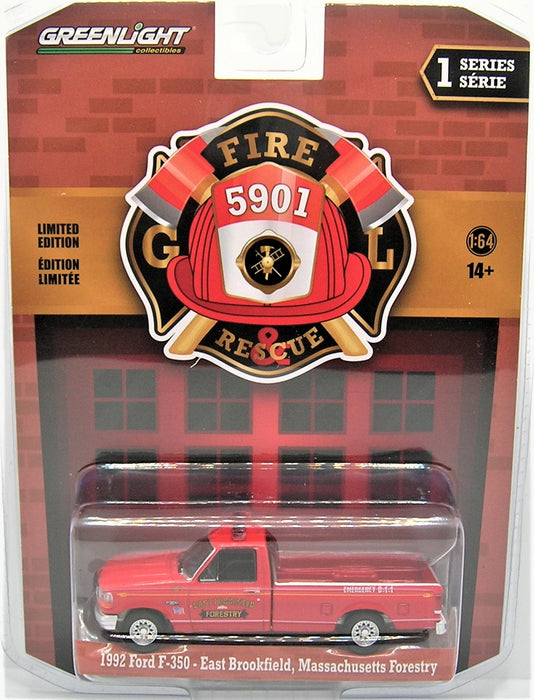 1/64 1992 FORD F350 MASSACHUSETTS FORESTRY FIRE RESCUE SERIES 1 TOY