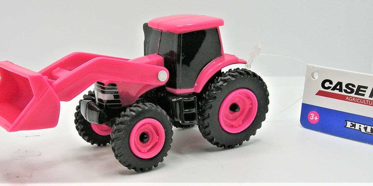 1/64 ERTL TOY PINK CASE IH TRACTOR W LOADER