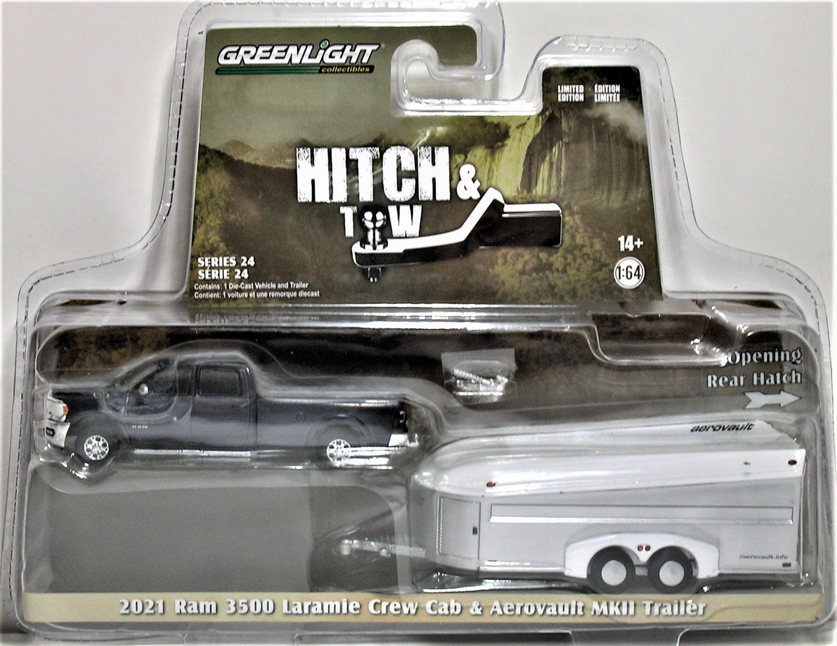 1/64 GREENLIGHT TOY 2021 DODGE RAM 3500 W AEROVAULT TRAILER