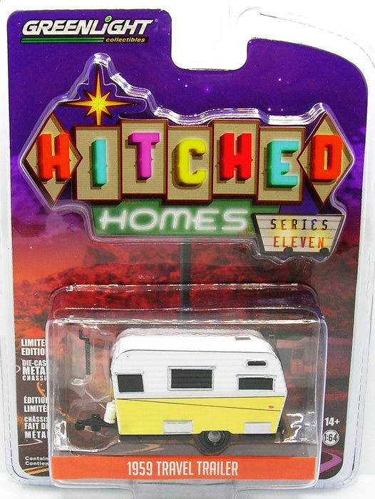 1/64 GREENLIGHT TOY 1959 TRAVEL TRAILER HITCHED HOMES SERIES 11