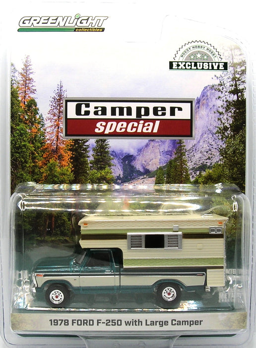 1/64 GREENLIGHT TOYS 1978 FORD F-250 WITH CAMPER ***RETIRED***