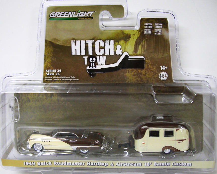 1/64 GREENLIGHT TOY 1949 BUICK ROADMASTER & AIRSTREAM BAMBI  HITCH & TOW SERIES 26