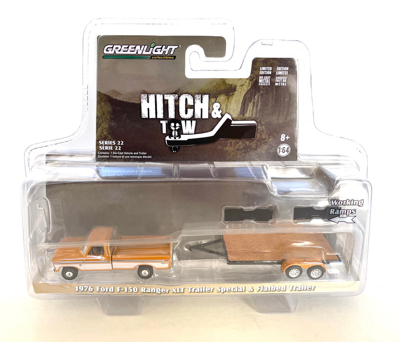 1/64 1976 FORD F150 RANGER XLT AND FLATBED TRAILER H&T SERIES 22